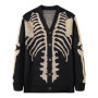 Men's Skeleton Pattern Cardigan Sweaters, Gothic Long Sleeve Unisex Outwear Knitted Coats