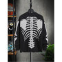 Men's Skeleton Pattern Cardigan Sweaters, Gothic Long Sleeve Unisex Outwear Knitted Coats