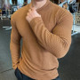 2026 Men's Casual Long Sleeve Knitted Pullovers O-Neck Solid Daily Sports T-shirts Simple Knit Tops Men's Bottoming Shirts Tees