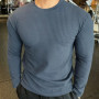 2026 Men's Casual Long Sleeve Knitted Pullovers O-Neck Solid Daily Sports T-shirts Simple Knit Tops Men's Bottoming Shirts Tees