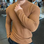2026 Men's Casual Long Sleeve Knitted Pullovers O-Neck Solid Daily Sports T-shirts Simple Knit Tops Men's Bottoming Shirts Tees
