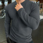 2026 Men's Casual Long Sleeve Knitted Pullovers O-Neck Solid Daily Sports T-shirts Simple Knit Tops Men's Bottoming Shirts Tees