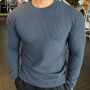 2026 Men's Casual Long Sleeve Knitted Pullovers O-Neck Solid Daily Sports T-shirts Simple Knit Tops Men's Bottoming Shirts Tees