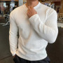 2026 Men's Casual Long Sleeve Knitted Pullovers O-Neck Solid Daily Sports T-shirts Simple Knit Tops Men's Bottoming Shirts Tees