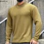 2026 Men's Casual Long Sleeve Knitted Pullovers O-Neck Solid Daily Sports T-shirts Simple Knit Tops Men's Bottoming Shirts Tees