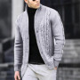 Cable Knit Stand Collar Cardigan Men's Casual Top Daily Commuting White Simple Versatile Solid Multi Color