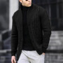 Cable Knit Stand Collar Cardigan Men's Casual Top Daily Commuting White Simple Versatile Solid Multi Color