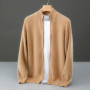 2026 Spring/Autumn New Men's Coat 100 Merino Wool Half High Neck Zipper Cardigan Fashion Casual Loose Warm Knit Sweater Jacket