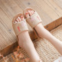 New Linen Slippers For Women Summer Indoor Home Non-Slip Home Home Embroidered Sandals Summer
