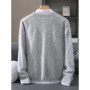 Luxury Men's 100 Mink Cashmere Thickening Sweater O-neck Grid Pullover Thick Knitwear Top Autumn Winter Anti-pilling Clothing