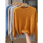 Luxury Men's 100 Mink Cashmere Thickening Sweater O-neck Grid Pullover Thick Knitwear Top Autumn Winter Anti-pilling Clothing