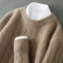 Men's thick cashmere sweater 100 pure cashmere round neck cashmere sweater 2024 new spring and winter knit base shirt