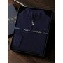 CHICUU Men's 100 Cashmere Sweater Zipper Pullover Mock Neck Long Sleeve Basic Cashmere Knitwear Autumn Winter Clothing Tops