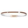 Women Skinny Leather Belt for Dress Adjustable Elastic Thin Cinch Waist with Alloy Buckle for Ladies Wedding Dress Decoration