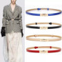 Women Skinny Leather Belt for Dress Adjustable Elastic Thin Cinch Waist with Alloy Buckle for Ladies Wedding Dress Decoration