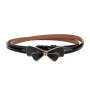 Simple bow leather belt adjustable thin belt for women 2024 new dress metal jeans waist chain accessories women belt