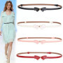 Simple bow leather belt adjustable thin belt for women 2024 new dress metal jeans waist chain accessories women belt