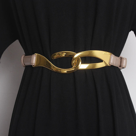 Fashionable hook pull-up adjustment two-layer cowhide belt women's embellishing dress jacket casual and versatile belt