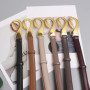 Fashionable hook pull-up adjustment two-layer cowhide belt women's embellishing dress jacket casual and versatile belt