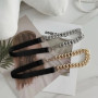 Fashionable Metal Chain Belt Thick Gold/Silver Color Metal Chain Black Elastic Band Belt Woman's Belt