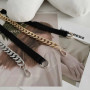 Fashionable Metal Chain Belt Thick Gold/Silver Color Metal Chain Black Elastic Band Belt Woman's Belt