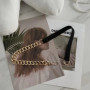 Fashionable Metal Chain Belt Thick Gold/Silver Color Metal Chain Black Elastic Band Belt Woman's Belt