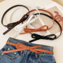 Retro Y2k Women's Belt Alloy Buckle Adjustable Skinny Waist Straps Pu Leather Thin Waist Belt