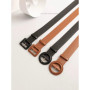 Elegant Women's Wide Waist Belt in Leather with Versatile Solid Color Large Square Buckle Retro Girdle for Coat Dress Sweater