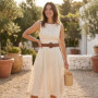 Vintage Woven Weave Belt Round Hollow Out Retro Belt Wide PU Leather Bohemian Style Waistband Waist Accessories