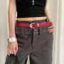Ins Style Crocodile Pattern Women's Belt PU Leather Korean Thin Waist Belt Niche Black Red Dress Jeans Belt For Girls