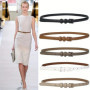 Candy Color Thin Belt Genuine Leather Women Skinny Leather Belt Thin Waist Jeans Belt for Pants Fashion Metal in Pin Buckle Belt