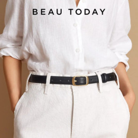 BEAUTODAY Casual Brand Belt Women Genuine Leather Solid Designer Square Buckle Jeans Ladies Cowhide Waist Accessories 91106