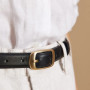 BEAUTODAY Casual Brand Belt Women Genuine Leather Solid Designer Square Buckle Jeans Ladies Cowhide Waist Accessories 91106