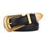Genuine Leather Belt for Women Burgundy Leather With Gold Metal Buckle Luxury Casual Fashion Belts for Jeans Dresses