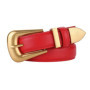 Genuine Leather Belt for Women Burgundy Leather With Gold Metal Buckle Luxury Casual Fashion Belts for Jeans Dresses