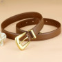 Genuine Leather Belt for Women Burgundy Leather With Gold Metal Buckle Luxury Casual Fashion Belts for Jeans Dresses