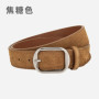 Matte genuine leather suede belt for women, versatile high-end jeans with American retro belt for women