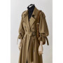 Lautaro Spring Autumn Oversized Khaki Long Trench Coat for Women Double Breasted Loose Casual Black Korean Fashion Overcoat 2025
