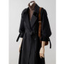 Lautaro Spring Autumn Oversized Khaki Long Trench Coat for Women Double Breasted Loose Casual Black Korean Fashion Overcoat 2025