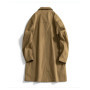 2025 New Men's Balmacaan Coat, Long Trench Coat with Rivet Decor, Trendy Spring Autumn Overcoat, Loose Fit Streetwear