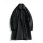 2025 New Men's Balmacaan Coat, Long Trench Coat with Rivet Decor, Trendy Spring Autumn Overcoat, Loose Fit Streetwear