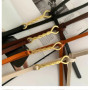 2025 New Women's Genuine Split Leather Belt 1.0cm Thin Gold Twist Buckle for Dress Coat Jeans Casual