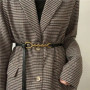 2025 New Women's Genuine Split Leather Belt 1.0cm Thin Gold Twist Buckle for Dress Coat Jeans Casual