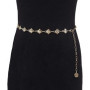 Gold Color Metal Chain Belts Beautiful Shiny Rhinestone Ornament Dress Decorative Belts Woman Apparel Accessories