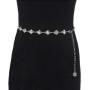 Gold Color Metal Chain Belts Beautiful Shiny Rhinestone Ornament Dress Decorative Belts Woman Apparel Accessories