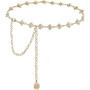 Gold Color Metal Chain Belts Beautiful Shiny Rhinestone Ornament Dress Decorative Belts Woman Apparel Accessories