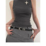 Woman's Fashionable Belts Black Simple Thin PU Belts Trousers Skirt Versatile Belts Student's Casual Belt