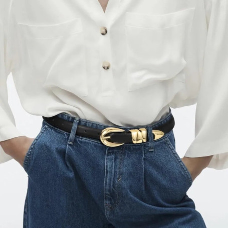 Casual PU Leather Waistband Metal Ring Pin Buckle Adjustable Waist Strap Simple Waist Belts Women