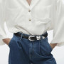 Casual PU Leather Waistband Metal Ring Pin Buckle Adjustable Waist Strap Simple Waist Belts Women