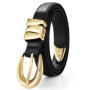 Casual PU Leather Waistband Metal Ring Pin Buckle Adjustable Waist Strap Simple Waist Belts Women